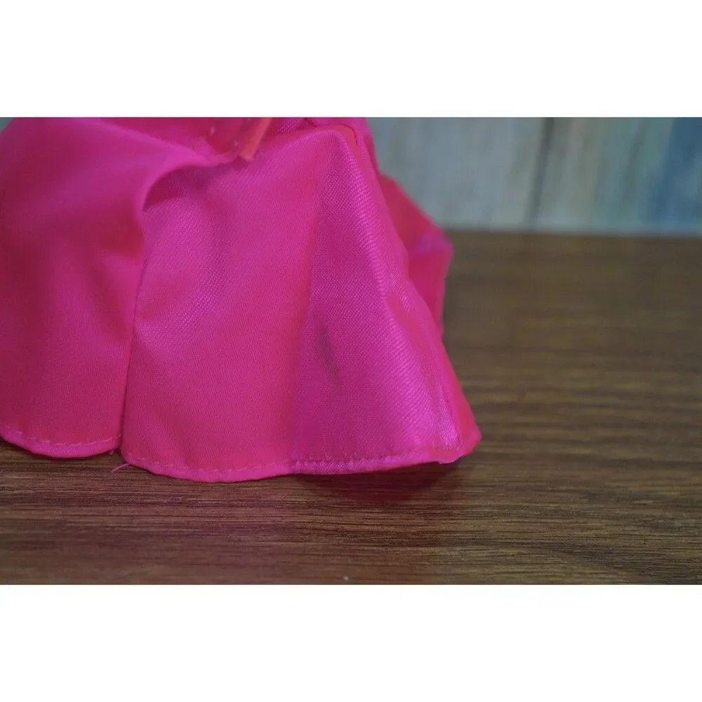 Barbie Fashion Doll Clothes Dress Hot Pink Satin Blue Bow Party Dress Outfit